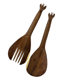 Handgeschnitztes Salatbesteck aus Rosenholz "Giraffe"